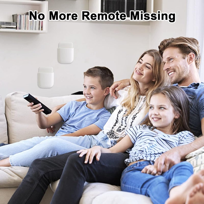 kulusion 3 Pcs Remote Control Holder, Wall Mount Pen Holder Hole-Free Self Adhesive Phone Charging Organizer Pencil Storage Containers for Home Office School Supply Orgaizer ​(White - Image 2